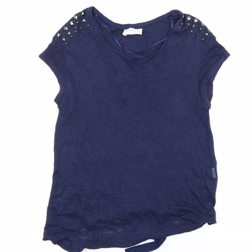 Zara Womens Blue  Knit Basic T-Shirt Size S  - Sheer back