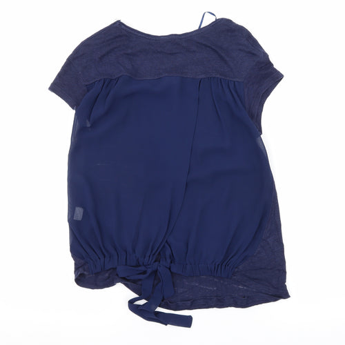 Zara Womens Blue  Knit Basic T-Shirt Size S  - Sheer back