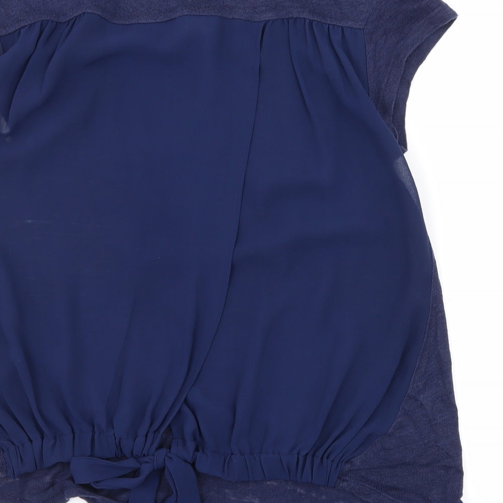 Zara Womens Blue  Knit Basic T-Shirt Size S  - Sheer back