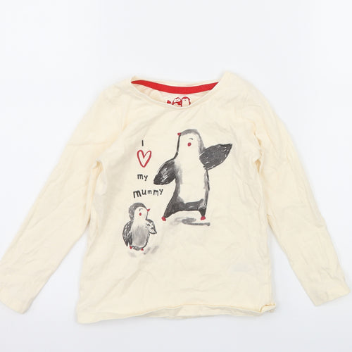 Nutmeg Girls Ivory  Jersey Basic T-Shirt Size 4-5 Years  - Penguin