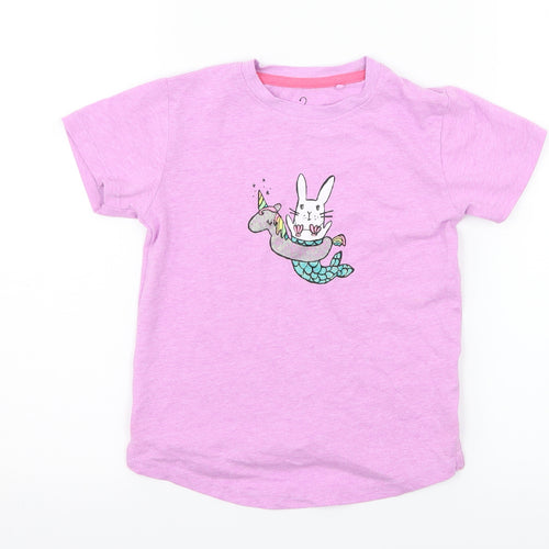 NEXT Girls Purple  Jersey Basic T-Shirt Size 2-3 Years  - Mermaid Rabbit