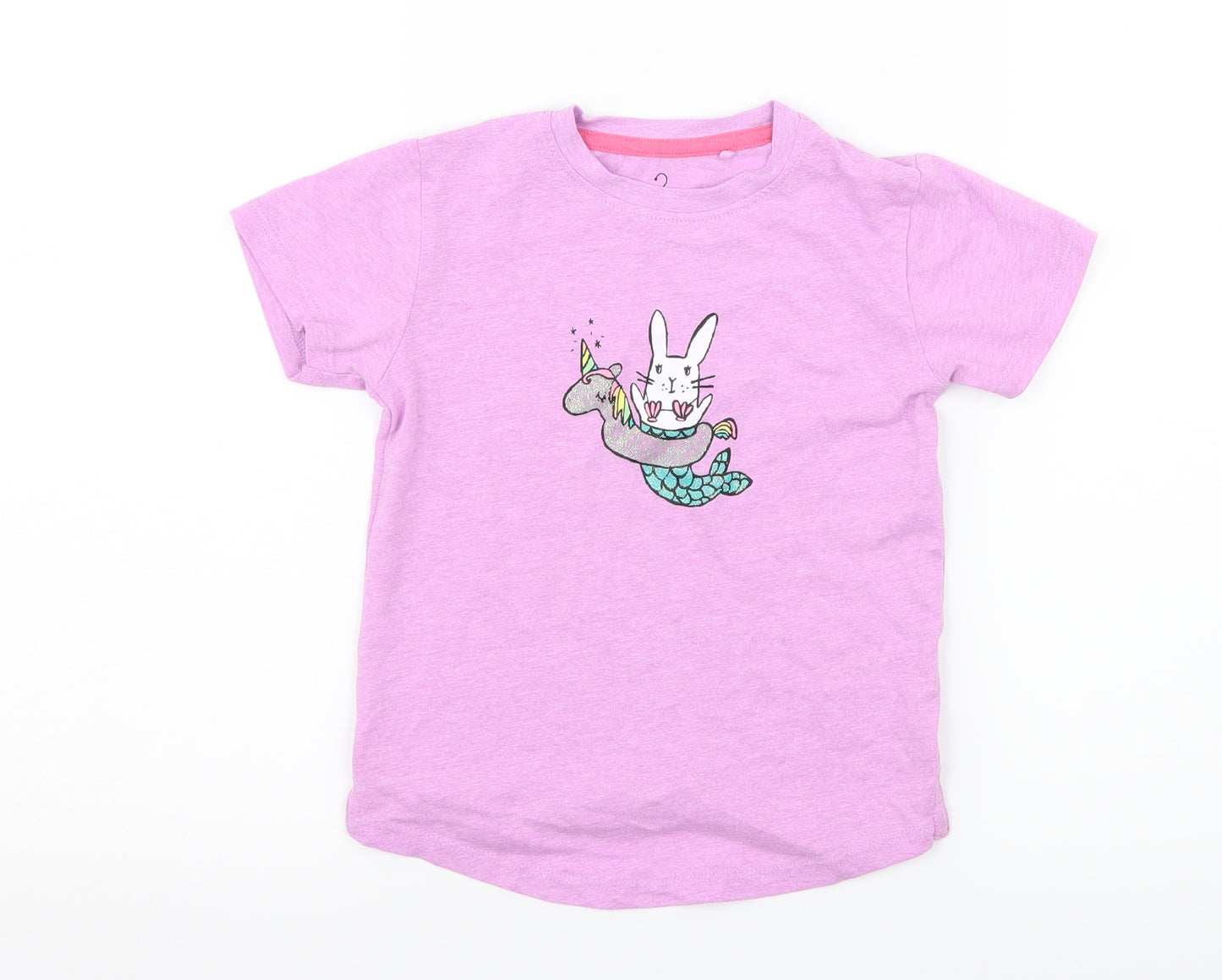 NEXT Girls Purple  Jersey Basic T-Shirt Size 2-3 Years  - Mermaid Rabbit