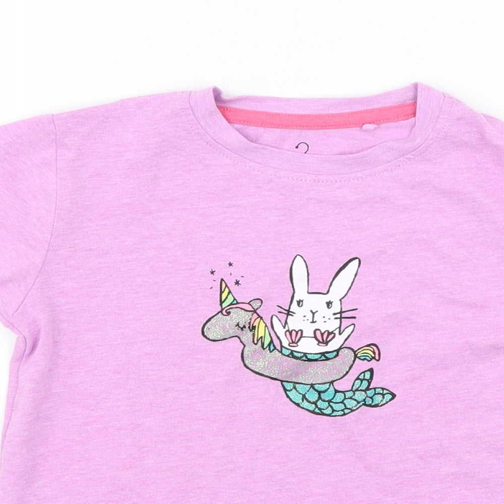 NEXT Girls Purple  Jersey Basic T-Shirt Size 2-3 Years  - Mermaid Rabbit