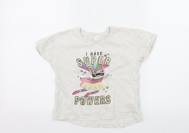 NEXT Girls Green Jersey Basic T-Shirt Size 3-4 Years - I Have Super Powers