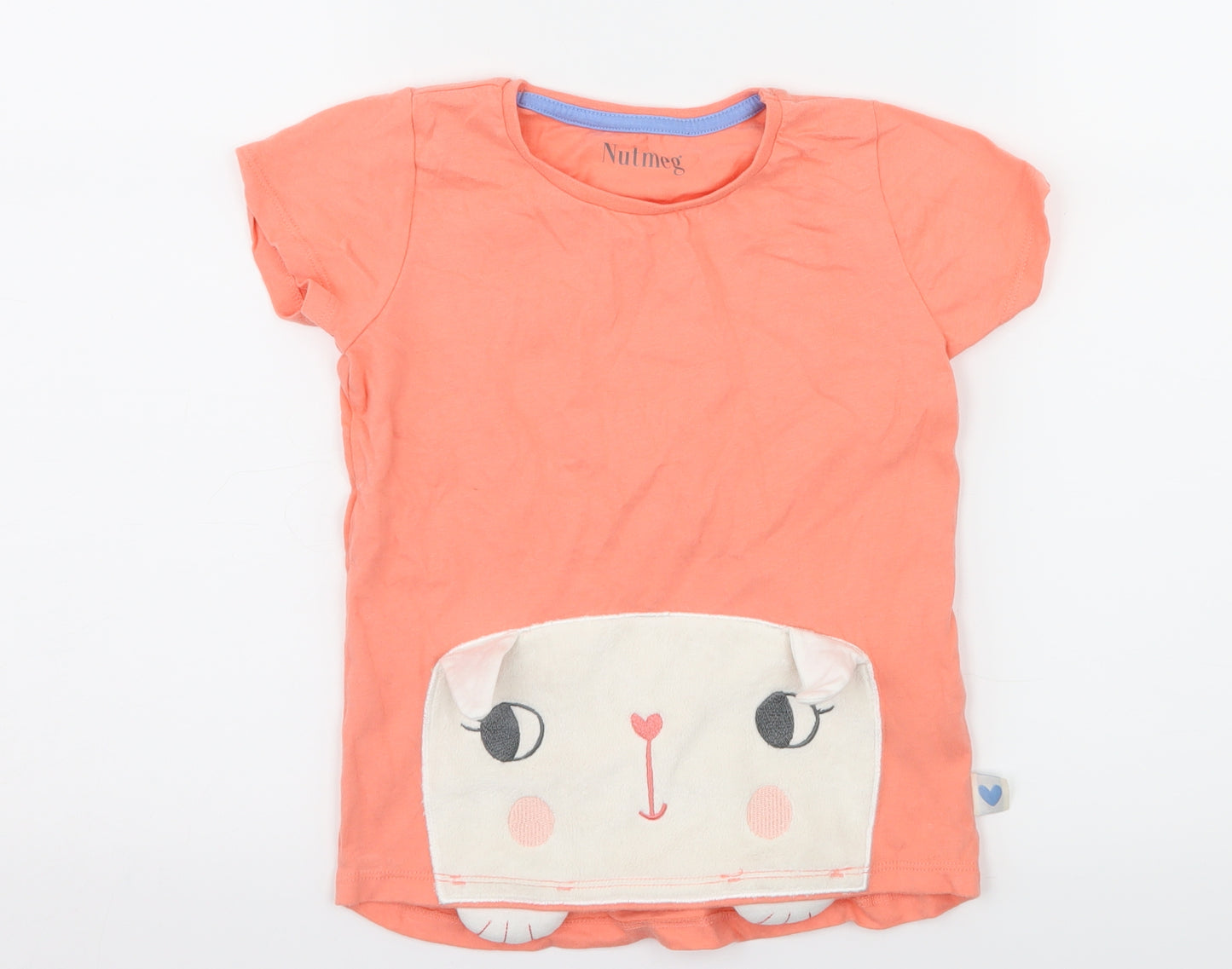 Nutmeg Girls Orange  Jersey Basic T-Shirt Size 5-6 Years  - Cat