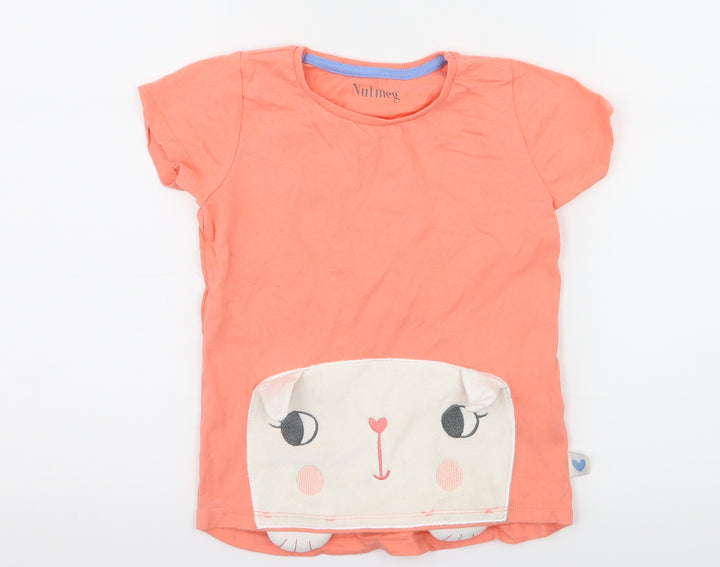 Nutmeg Girls Orange Jersey Basic T-Shirt Size 5-6 Years - Cat