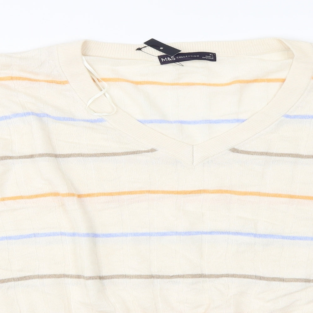 Marks and Spencer  Womens Beige Striped  Pullover Jumper Size XL