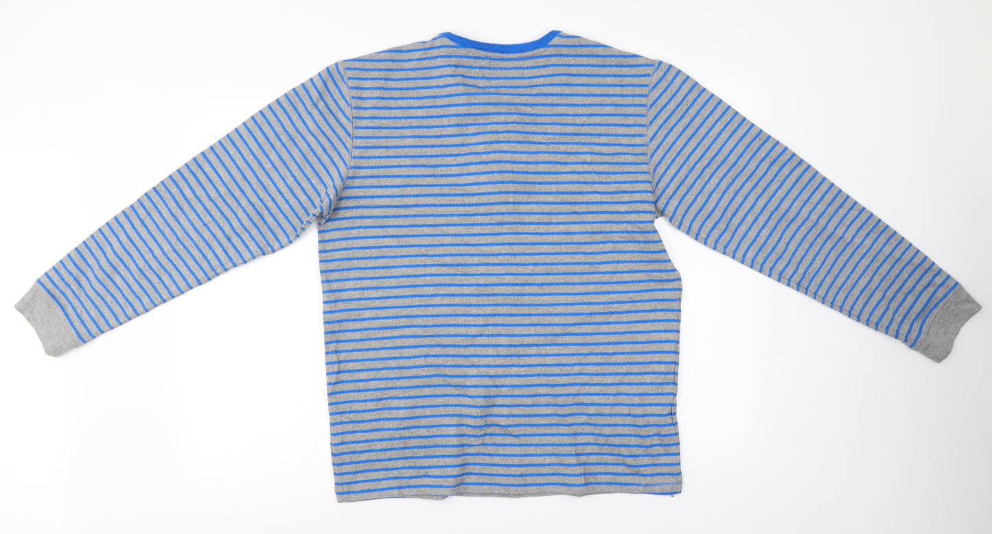 easy  Mens Grey Striped  Pullover Jumper Size L