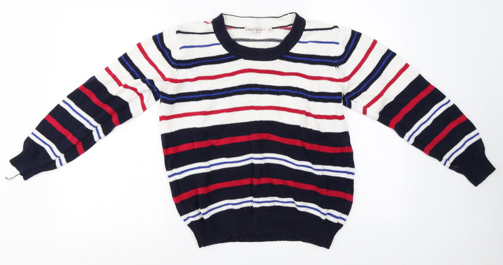 EWM Womens White Striped Pullover Jumper Size 14