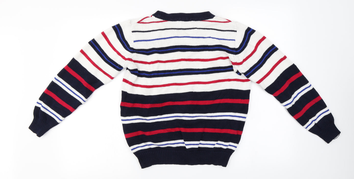 EWM Womens White Striped  Pullover Jumper Size 14
