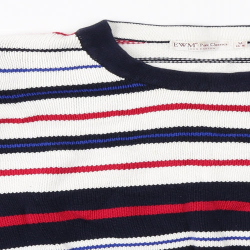 EWM Womens White Striped  Pullover Jumper Size 14