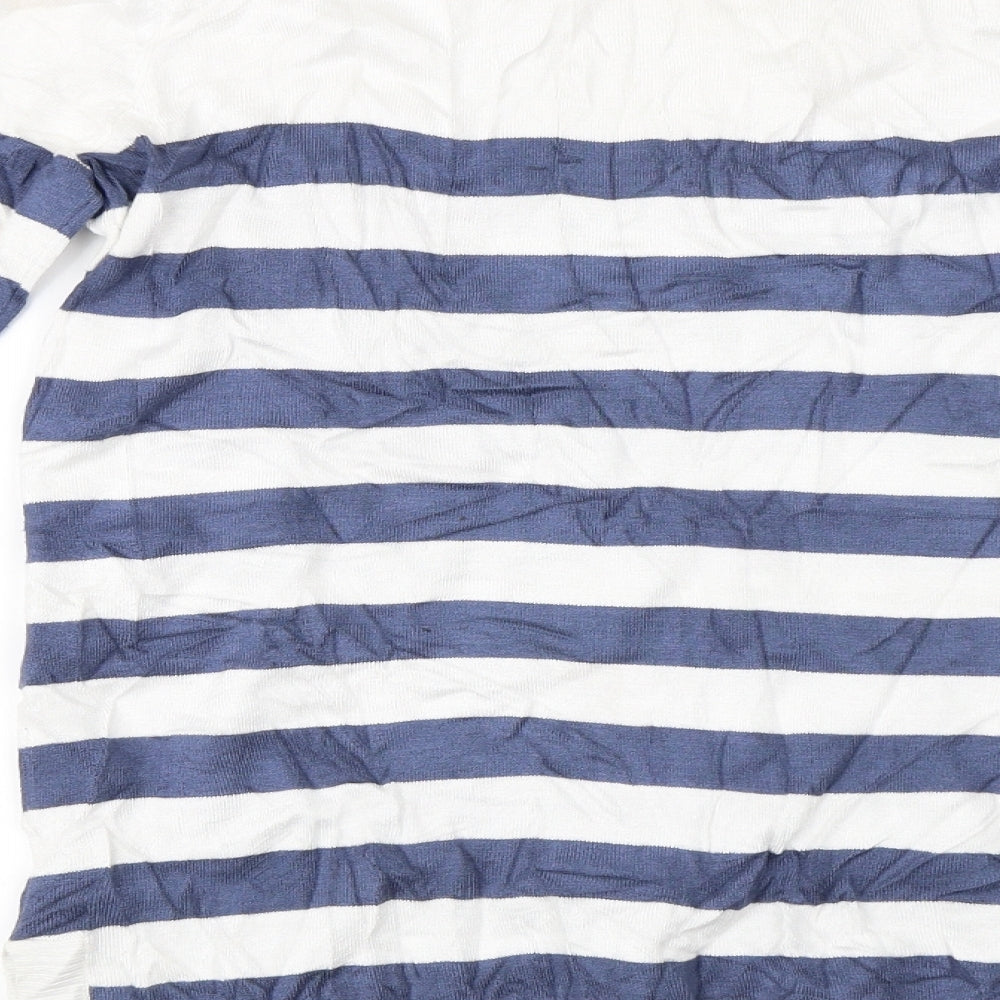 Attitudes Womens White Striped  Pullover Jumper Size XS