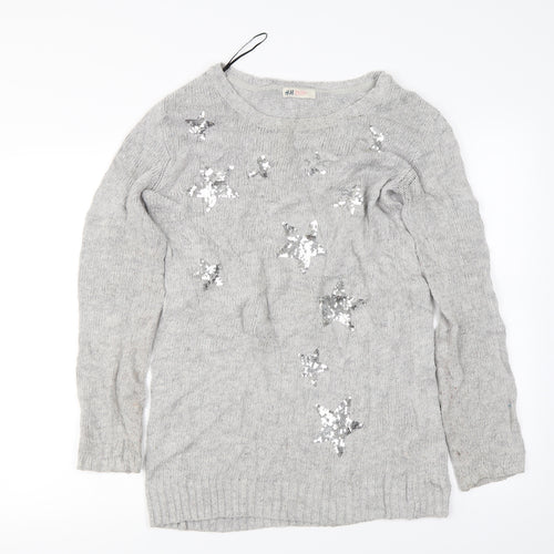 H&M Girls Grey   Pullover Jumper Size 14 Years  - Sequin Stars