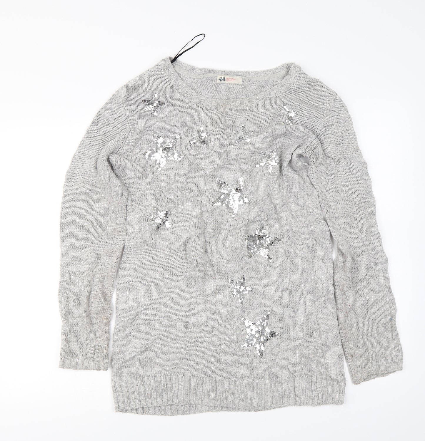 H&M Girls Grey   Pullover Jumper Size 14 Years  - Sequin Stars