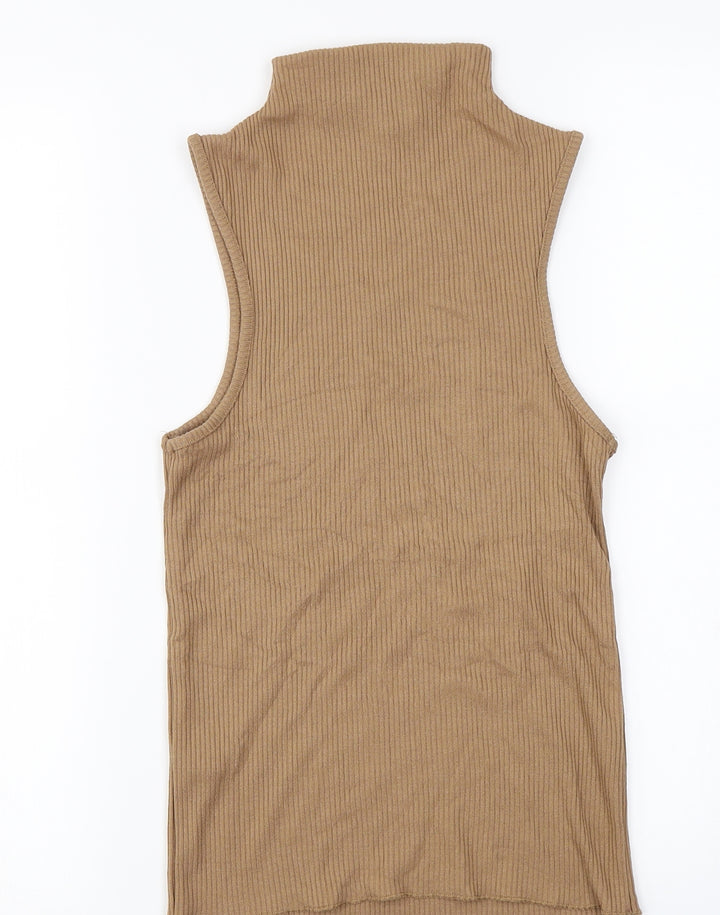 Topshop Womens Brown Basic T-Shirt Size 8