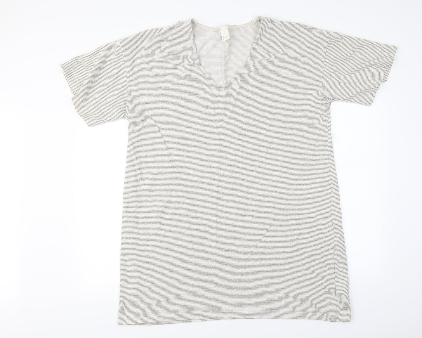 H&M Womens Ivory Striped  Basic T-Shirt Size L