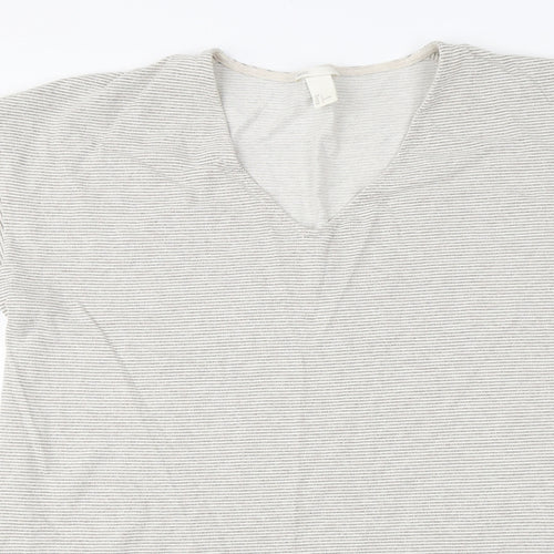H&M Womens Ivory Striped  Basic T-Shirt Size L