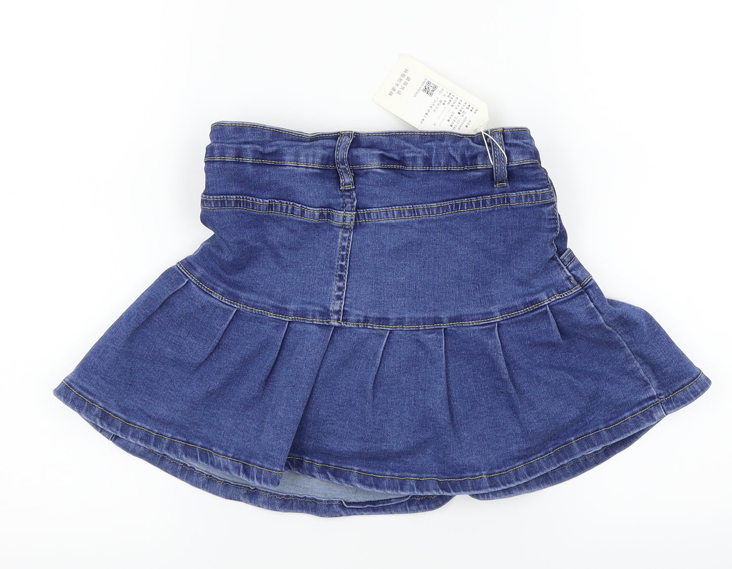 Preworn Womens Blue  Denim Pleated Skirt Size S