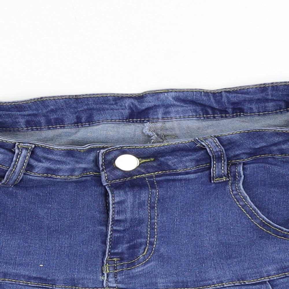 Preworn Womens Blue  Denim Pleated Skirt Size S