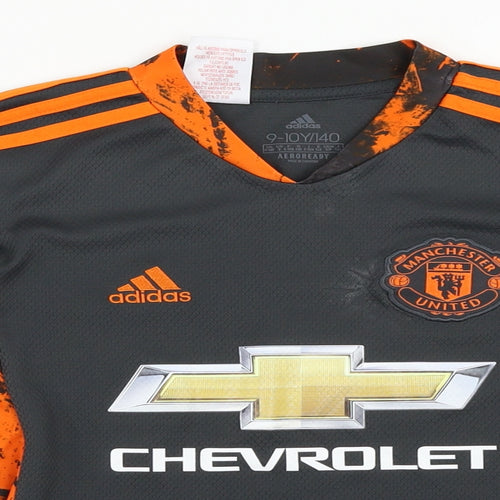 adidas Boys Grey   Jersey T-Shirt Size 9-10 Years  - Manchester United GK Shirt- De Gea