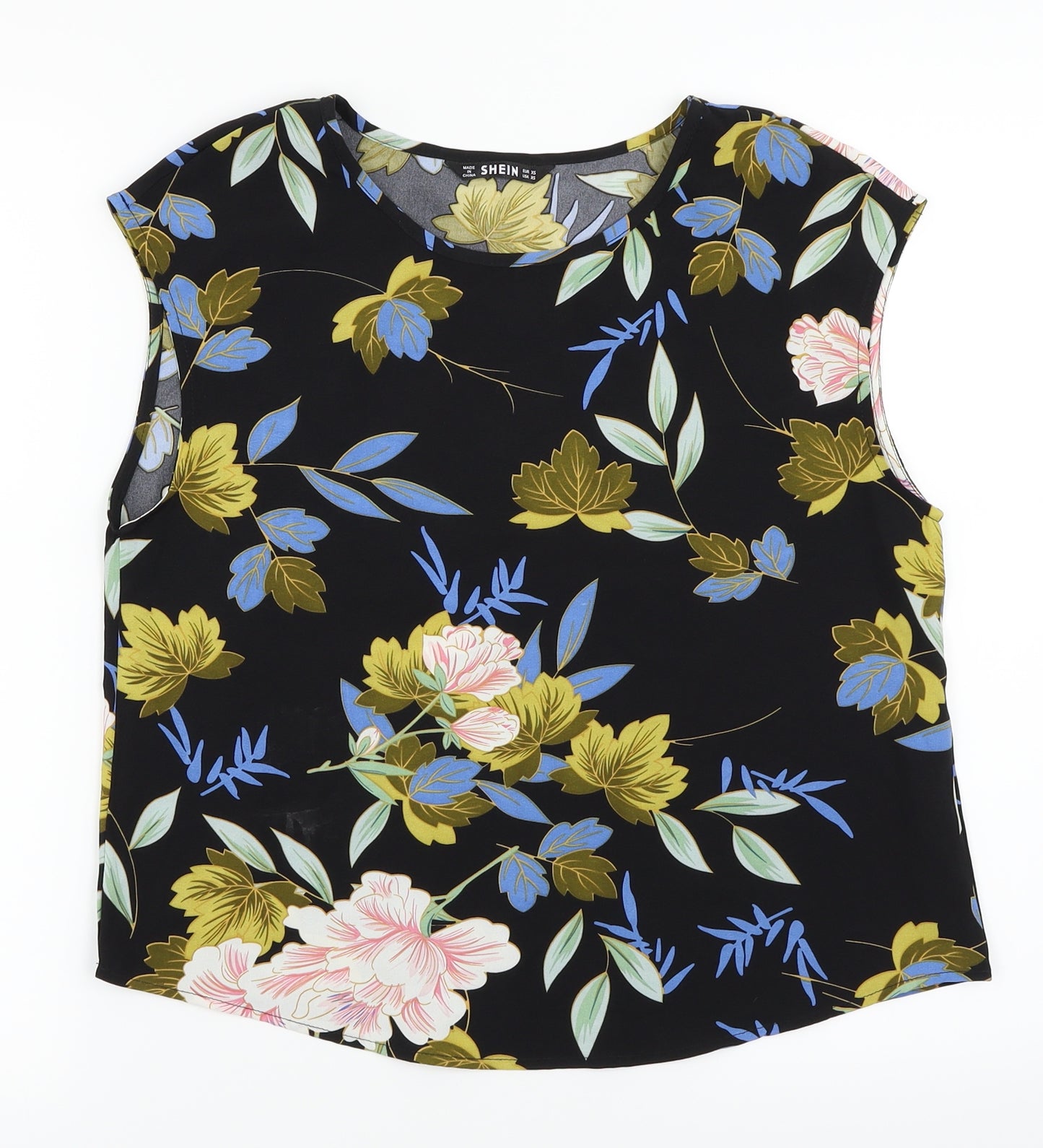 SheIn Womens Black Floral  Basic Blouse Size XS
