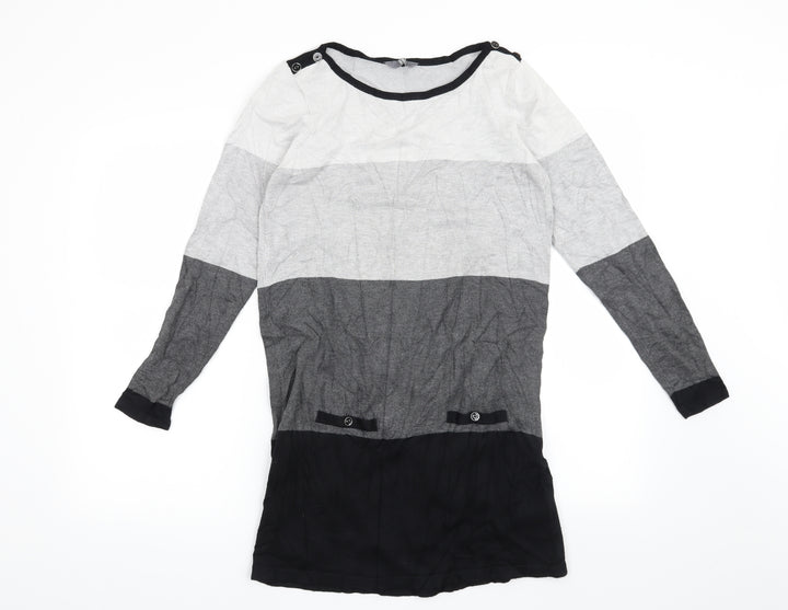 BHS Womens Grey Striped Pullover Jumper Size 12