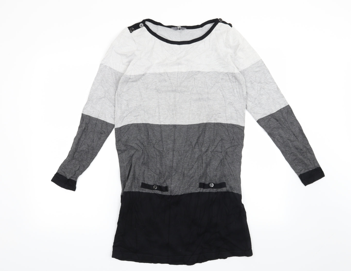 BHS Womens Grey Striped  Pullover Jumper Size 12