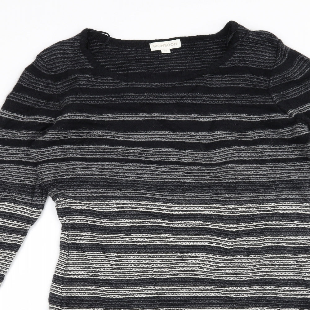 Monsoon Womens Black Striped  Jumper Dress  Size M