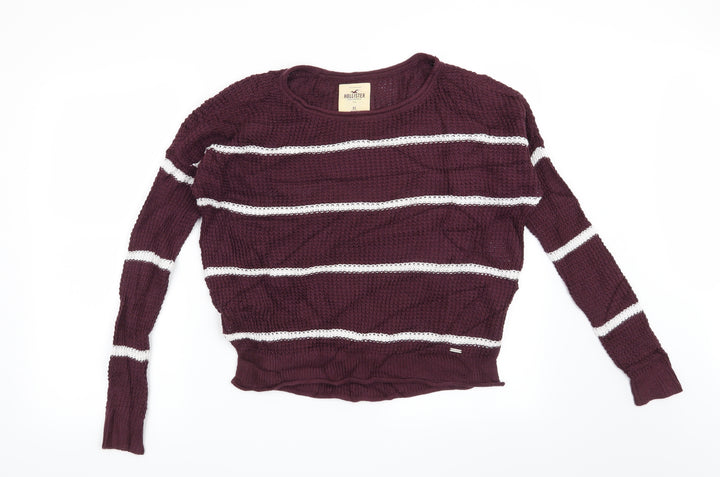 Hollister Womens Red Striped Pullover Jumper Size XS