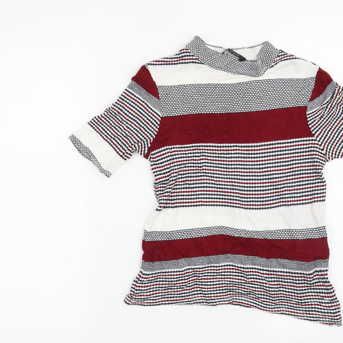 New Look Womens Red Striped  Basic Blouse Size 8