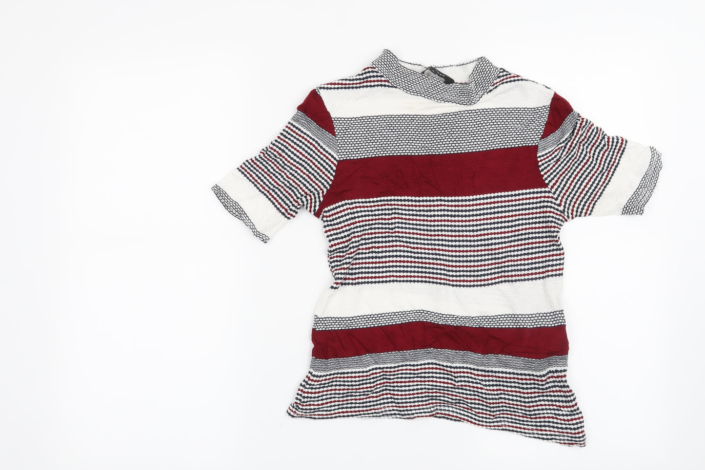 New Look Womens Red Striped  Basic Blouse Size 8