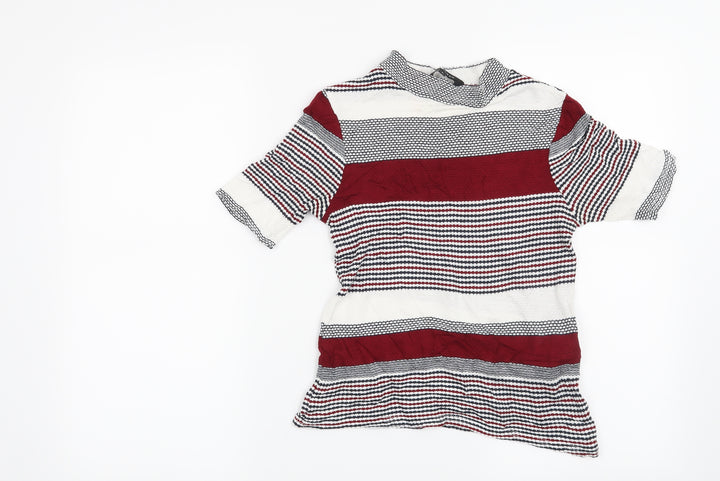 New Look Womens Red Striped  Basic Blouse Size 8