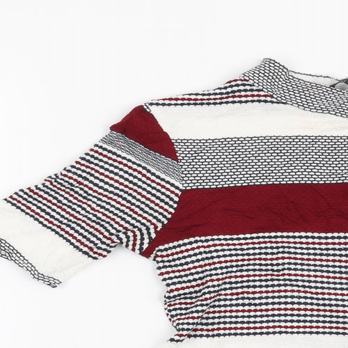 New Look Womens Red Striped  Basic Blouse Size 8
