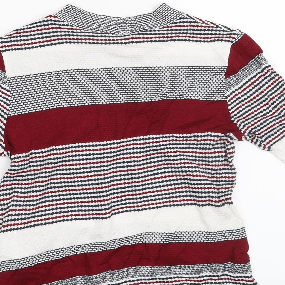 New Look Womens Red Striped  Basic Blouse Size 8