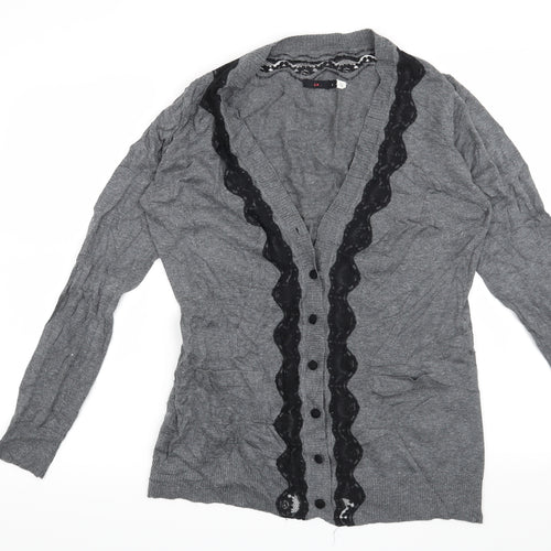 Lux Womens Grey   Cardigan Jumper Size L
