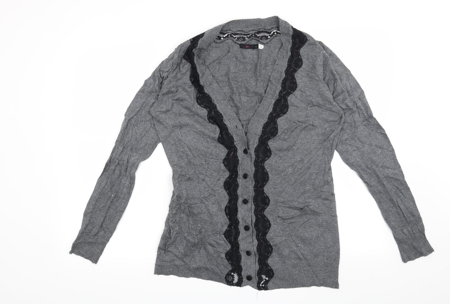 Lux Womens Grey   Cardigan Jumper Size L