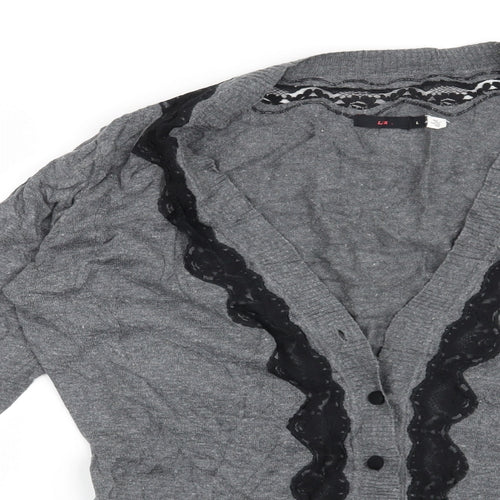 Lux Womens Grey   Cardigan Jumper Size L