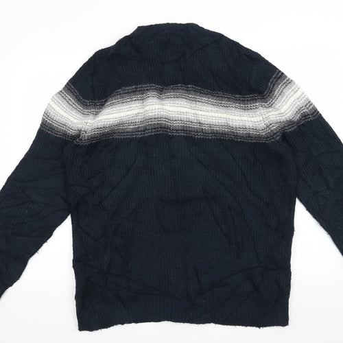 Marks and Spencer Mens Blue Striped  Pullover Jumper Size L