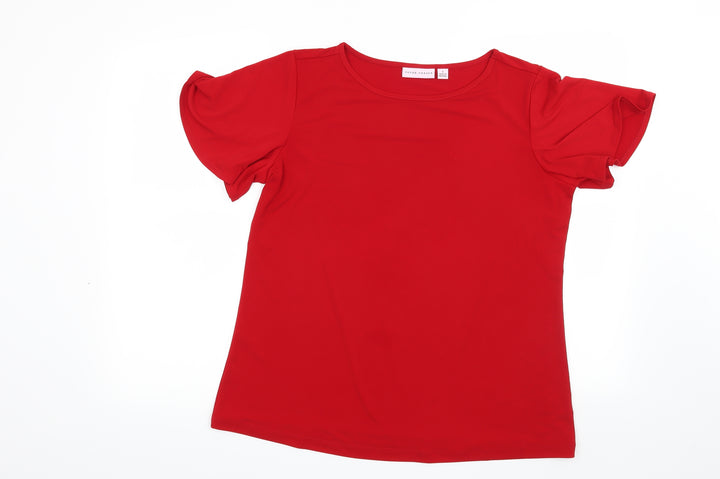Susan Graver Womens Red   Basic T-Shirt Size S