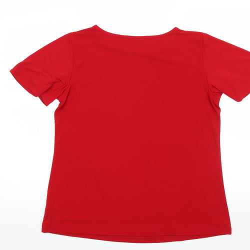 Susan Graver Womens Red   Basic T-Shirt Size S