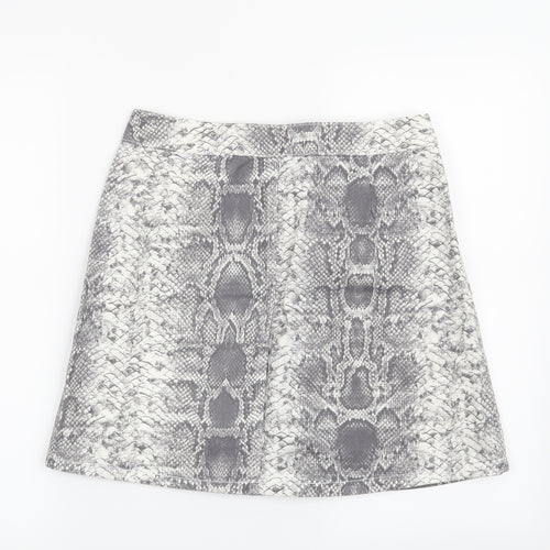 New Look Womens Grey Animal Print  Mini Skirt Size 10