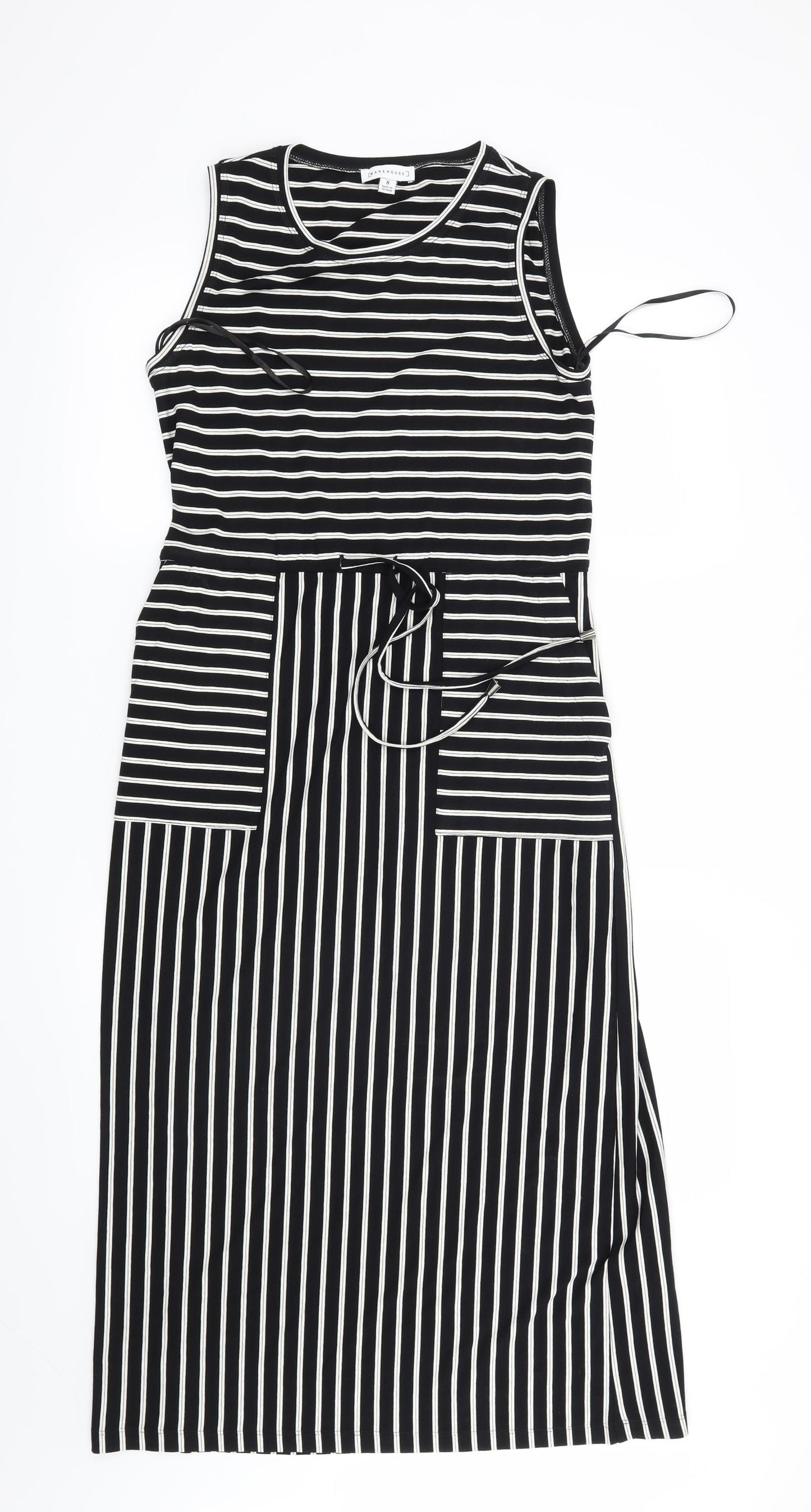 Warehouse Womens Black Striped  Shift  Size 8