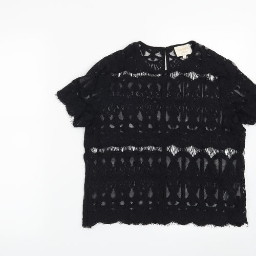Louche Womens Black Geometric  Basic Blouse Size 12