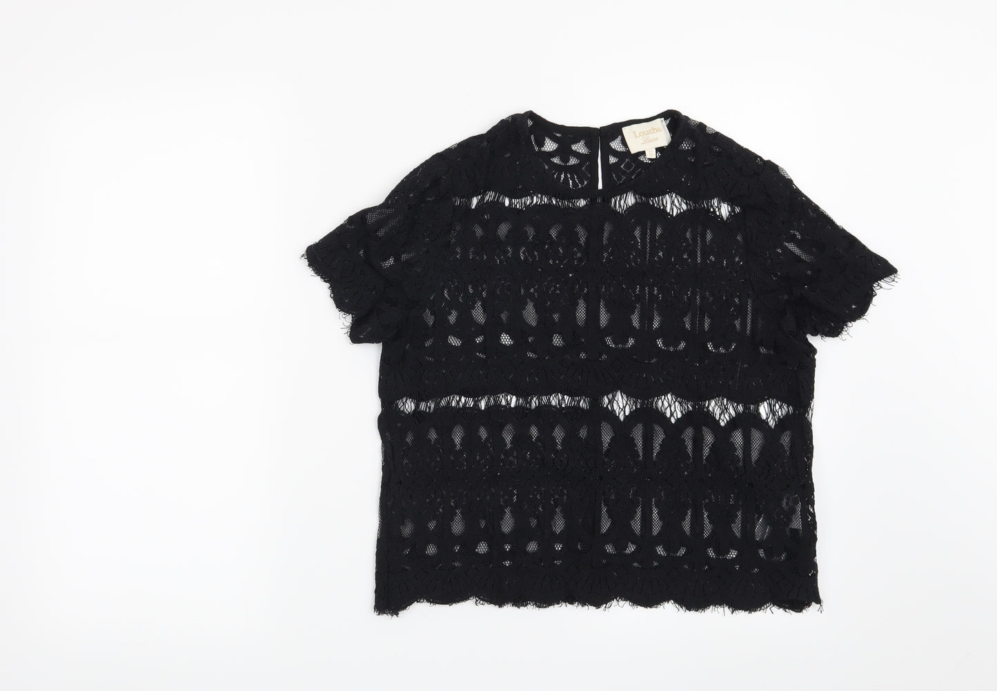 Louche Womens Black Geometric  Basic Blouse Size 12