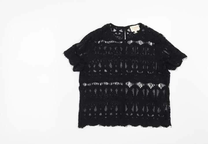 Louche Womens Black Geometric  Basic Blouse Size 12