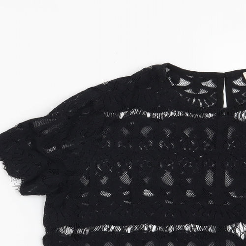 Louche Womens Black Geometric  Basic Blouse Size 12