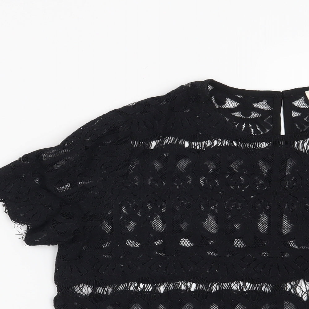 Louche Womens Black Geometric  Basic Blouse Size 12