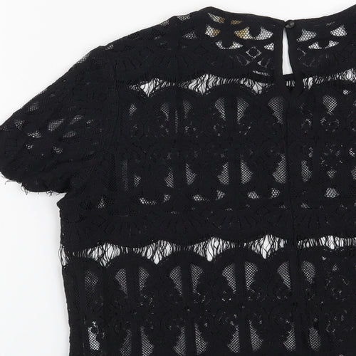 Louche Womens Black Geometric  Basic Blouse Size 12