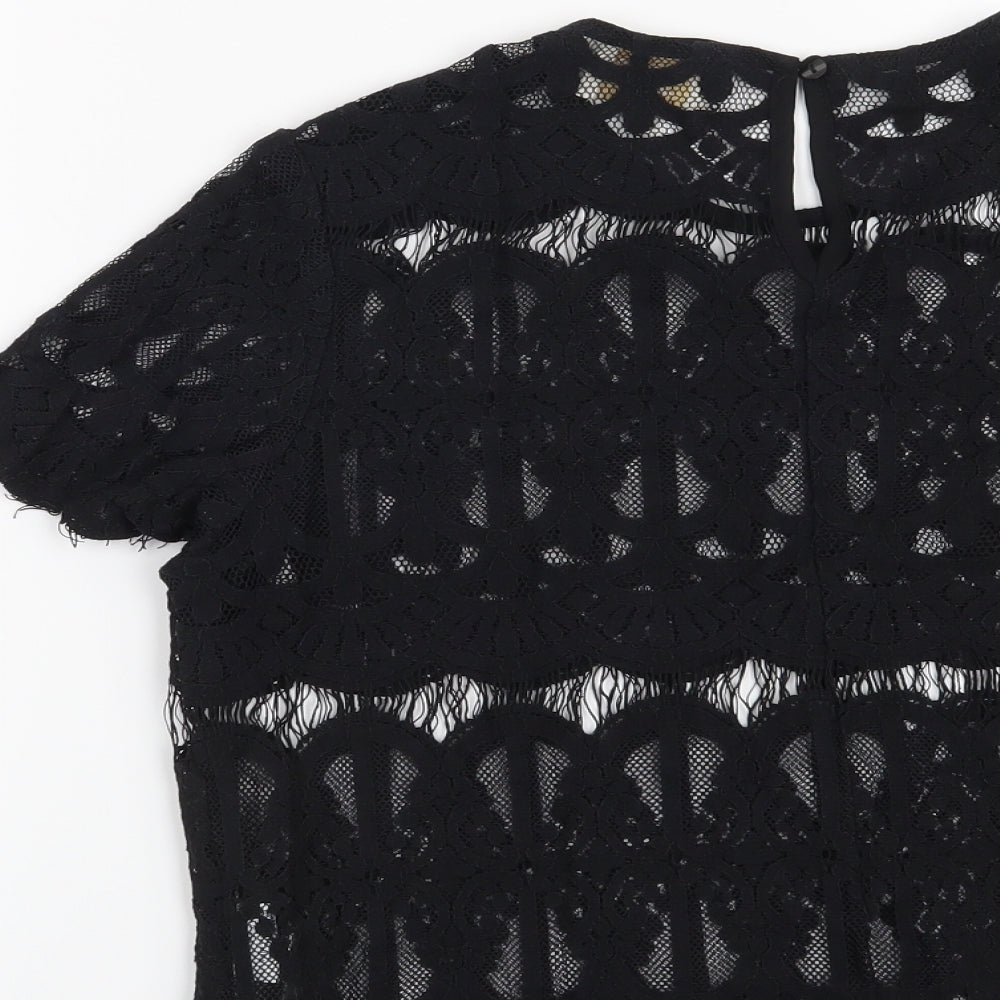 Louche Womens Black Geometric  Basic Blouse Size 12