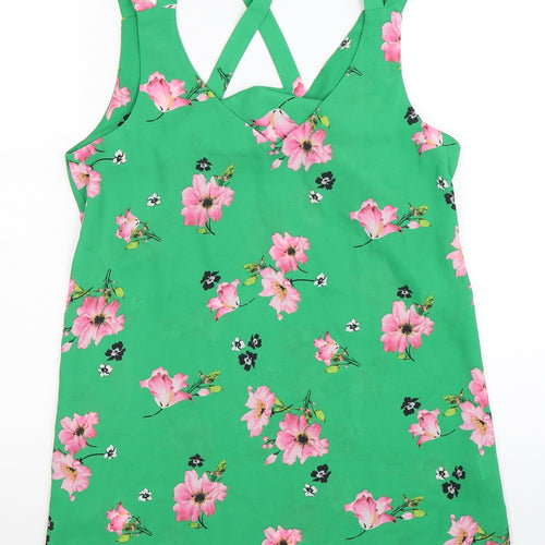 F&F Womens Green Floral  Basic Tank Size 6